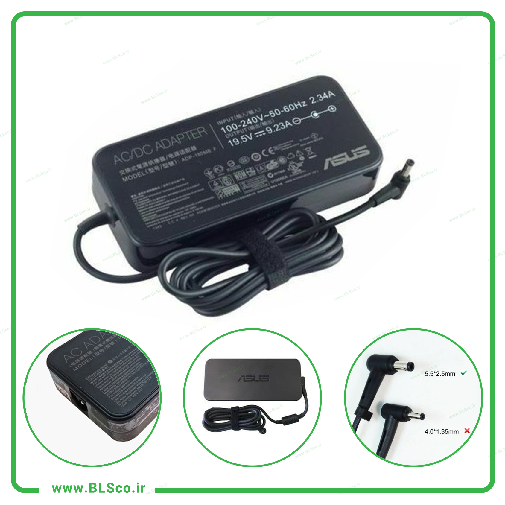 1003177 شارژر اورجینال لپ تاپ ایسوس Asus 19.5V 9.23A - سر 2.5 * 5.5 - Image 1